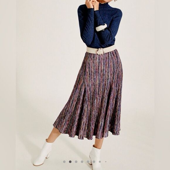 Anthropologie Dresses & Skirts - Anthropologie Maeve Freya Multicolor Midi Skirt Pullon Shimmer large NWT